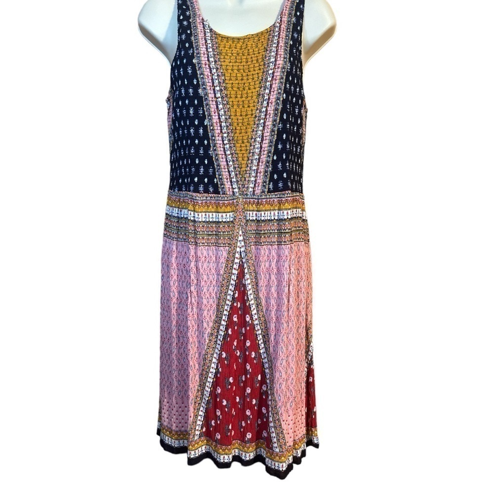 Patrons of Peace Smocked Sleeveless Ditsy Floral Boho Midi Dress